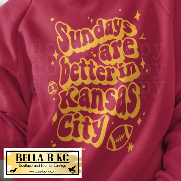 Kansas City Football Yellow Sundays are Better In Kansas City Groovy Tee or Sweatshirt