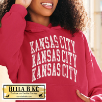 Kansas City Football White Triple Arched Athletic Font Tee or Sweatshirt