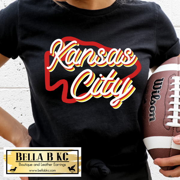 Kansas City Football KC Script Arrowhead Tee or Sweatshirt