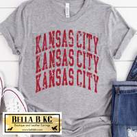 Kansas City Football Red Triple Arched Athletic Font Tee or Sweatshirt