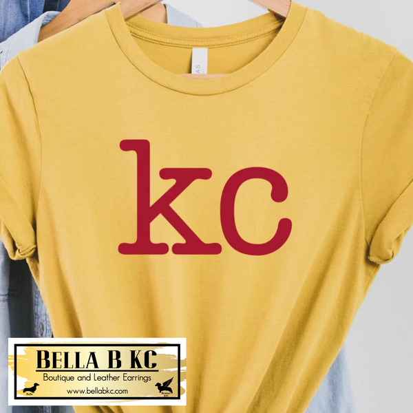 Kansas City Football Red Lowercase KC Font Tee or Sweatshirt