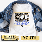 YOUTH KC Baseball Kansas City Leopard Crown Town Tee or Sweatshirt