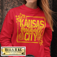 Kansas City Football Leopard Frame on Red Tee or Sweatshirt