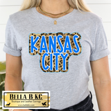 Kansas City Baseball Blue Leopard Outline Tee or Sweatshirt