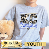 YOUTH KC Baseball Kansas City Leopard Crown Town Tee or Sweatshirt