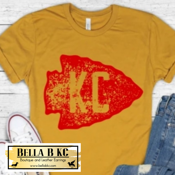 Grunge Distressed KC Red Arrowhead Tee or Sweatshirt