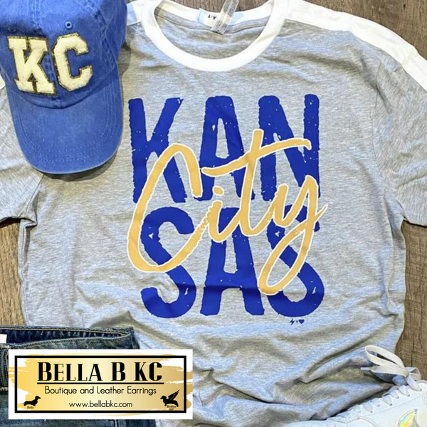 KC Baseball Kansas City Overlay Blue and Gold Tee
