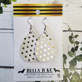 GENUINE White with Gold Polka Dots