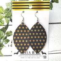 GENUINE Black with Gold Polka Dots