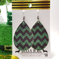 FAUX St. Patrick's Day Chevron Green and Black