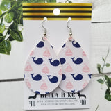FAUX Nautical Sail Boat and Whales