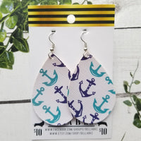 FAUX Nautical Anchors Teal and Navy