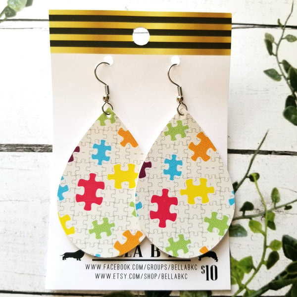 FAUX Awareness Autism Puzzle Small Print