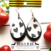 FAUX Valentine Black and White Hearts Double