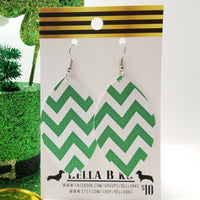 FAUX St. Patrick's Day Chevron Green and White