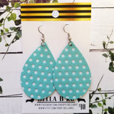 GENUINE Teal with White Polka Dots