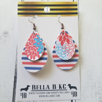 FAUX Americana Red White and Blue Floral Double