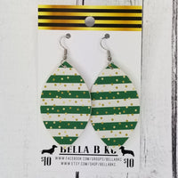 FAUX Christmas Green Striped Gold Dots