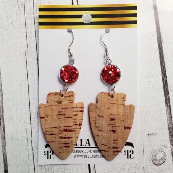 GENUINE Sports KC Natural Cork with Red Metallic Flakes Arrowhead