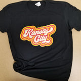 Kansas City Football Groovy Retro KC on Black T-Shirt or Sweatshirt
