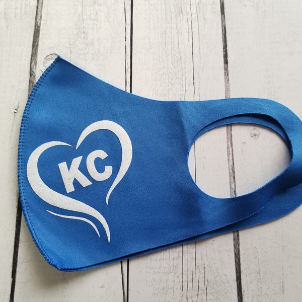 Mask - Heart KC Blue & White