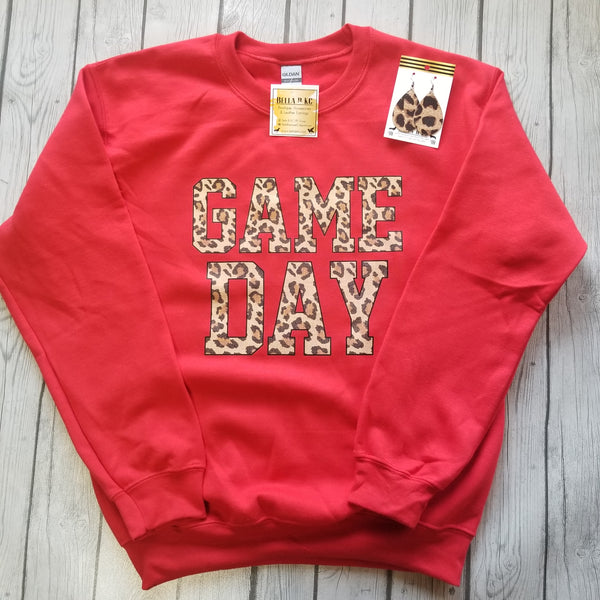 Leopard Game Day on Red Sweatshirt