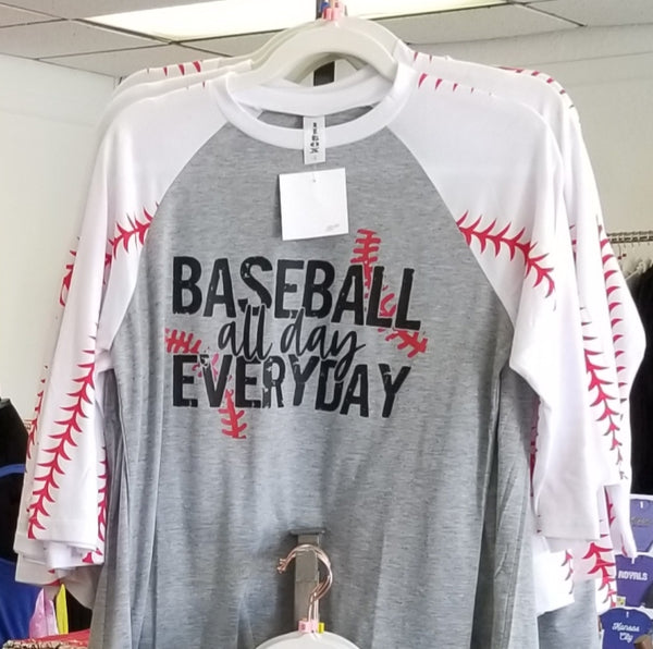 Baseball - Baseball All Day Every Day Long Sleeve Baseball Tee