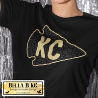 Kansas City Glam Black and Gold Leopard Arrowhead Tee or Sweatshirt