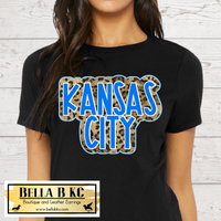 Kansas City Baseball Blue Leopard Outline Tee or Sweatshirt