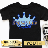 YOUTH KC Baseball Kansas City Light Blue Crown Tee or Sweatshirt