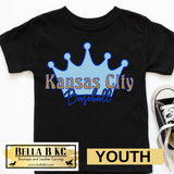 YOUTH KC Baseball Kansas City Light Blue Crown Tee or Sweatshirt