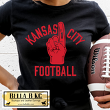 Kansas City Football KC #1 Football Finger Tee or Sweatshirt