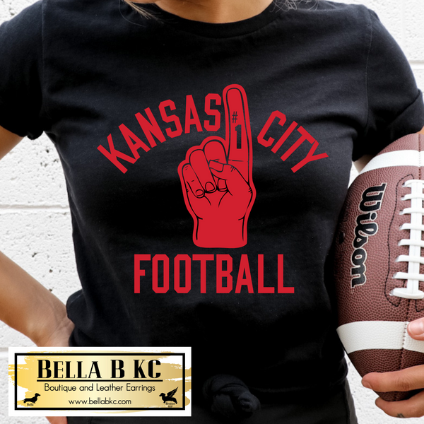 Kansas City Football KC #1 Football Finger Tee or Sweatshirt