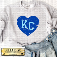 KC Baseball Blue KC Heart Tee or Sweatshirt