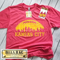 Yellow Kansas City Football Skyline on Red T-Shirt or Sweatshirt