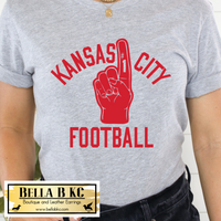 Kansas City Football KC #1 Football Finger Tee or Sweatshirt