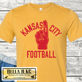 Kansas City Football KC #1 Football Finger Tee or Sweatshirt