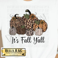 Fall - It's Fall Yall Leopard Pumpkins Tshirt or Sweatshirt