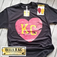 Kansas City Grunge Red KC Heart on Tee or Sweatshirt