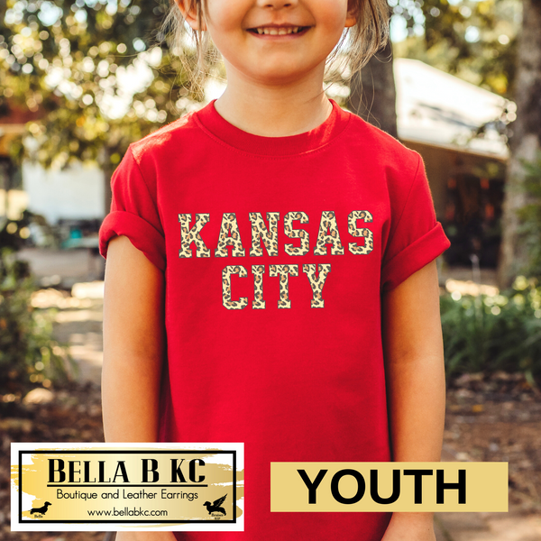 YOUTH Leopard Kansas City on Red T-Shirt or Sweatshirt