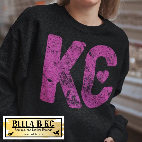Kansas City Pink Grunge KC with Heart Tee or Sweatshirt