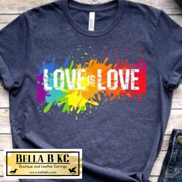 Pride LGBTQ - Love is Love Rainbow Splatter Tee