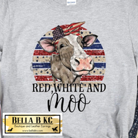 Patriotic - American Cow Red White and Moo Tee