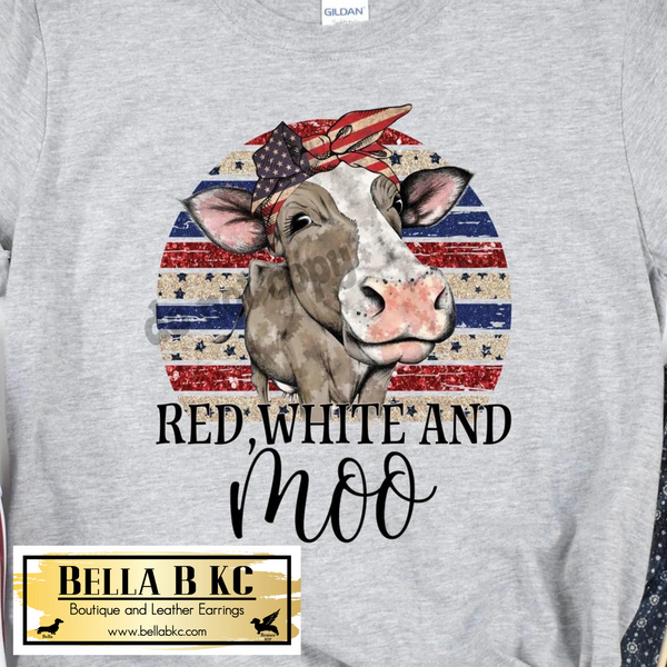 Patriotic - American Cow Red White and Moo Tee