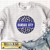 KC Baseball Blue Leopard Circle Tee or Sweatshirt