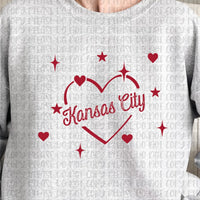 Valentine's Day Kansas City Hearts and Stars Tee or Sweatshirt