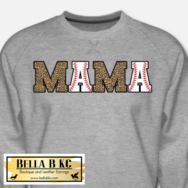 Mom/Mama - Mama Leopard Baseball Letters Tee