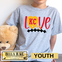 YOUTH Kansas City Football KC Love Heart Tee or Sweatshirt