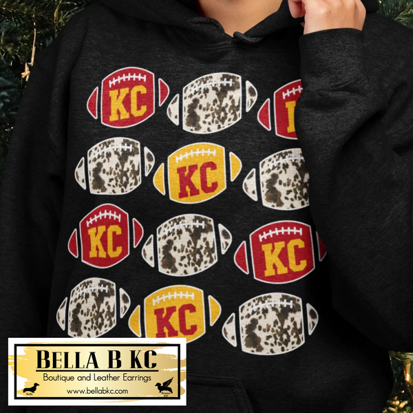 Kansas City Football Cowhide Footballs Tee or Sweatshirt