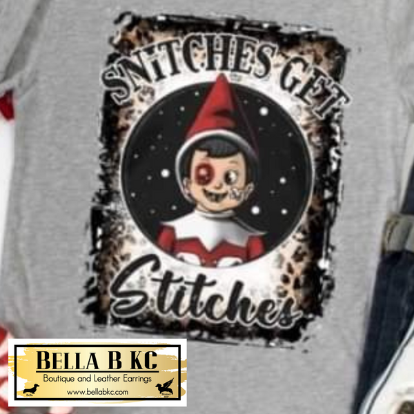 Christmas - Leopard Snitches Get Stitches Tee